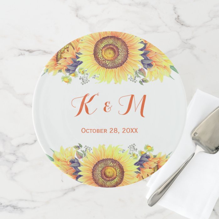 Beautiful Rustic Sunflowers Decor Romantic Wedding Cake Stand