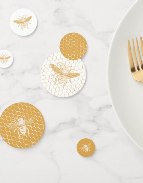 Bee and Golden Honeycomb Pattern Confetti