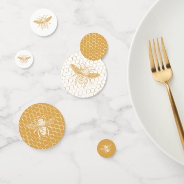 Bee and Golden Honeycomb Pattern Confetti
