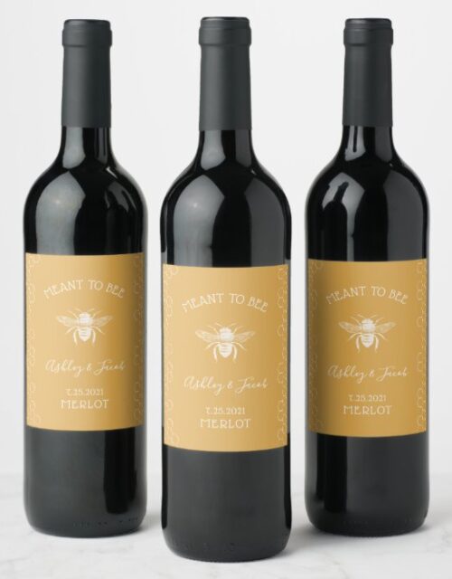 Bee and Golden Honeycomb Pattern Wine Label