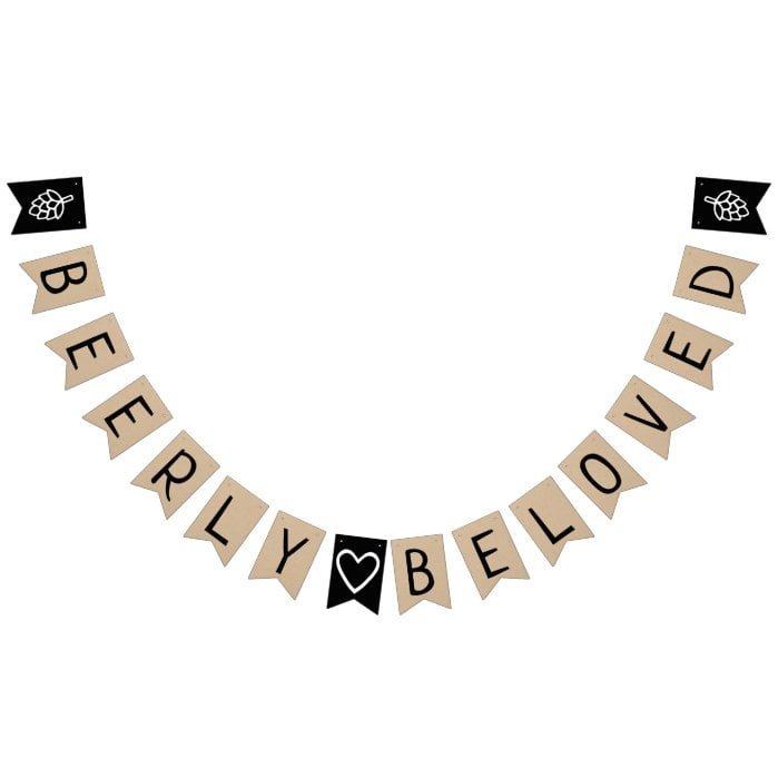 Beerly Beloved Co-Ed Wedding Bridal Shower Kraft Bunting Flags