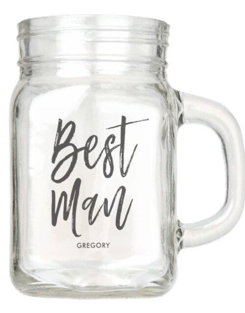 Best Man | Script Style Custom Wedding Mason Jar
