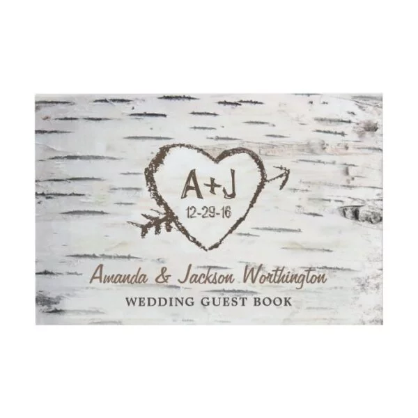 Birch Tree Bark Country Rustic Wedding Guest Book