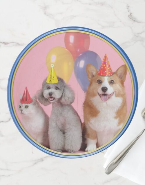 Birthday Poodle and Corgi cake stand