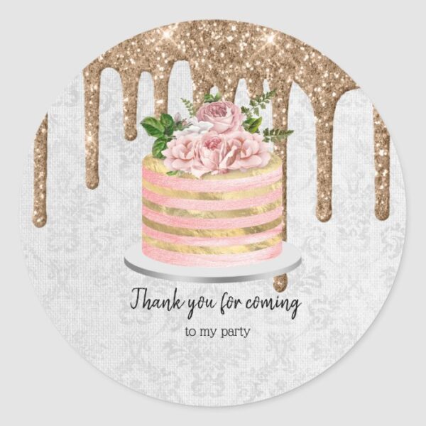 Birthday Wedding Cake Drips Classic Round Sticker