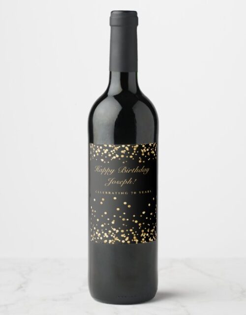 Black And Gold Custom Birthday Wine Label