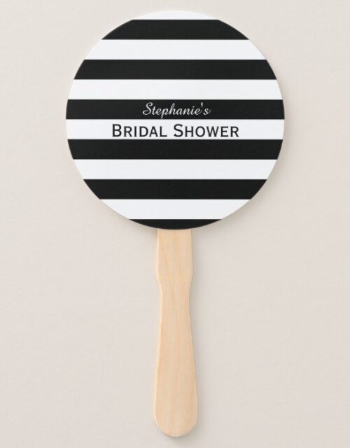 Black and White Striped Bridal Shower Hand Fan