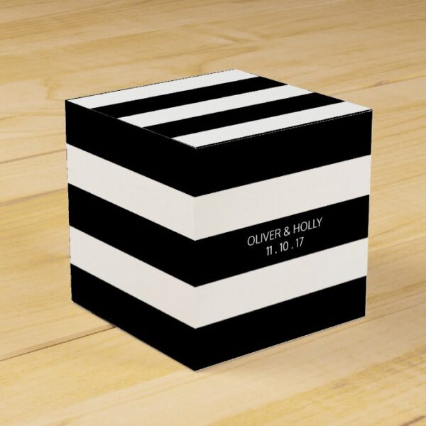 Black and white striped wedding favor box