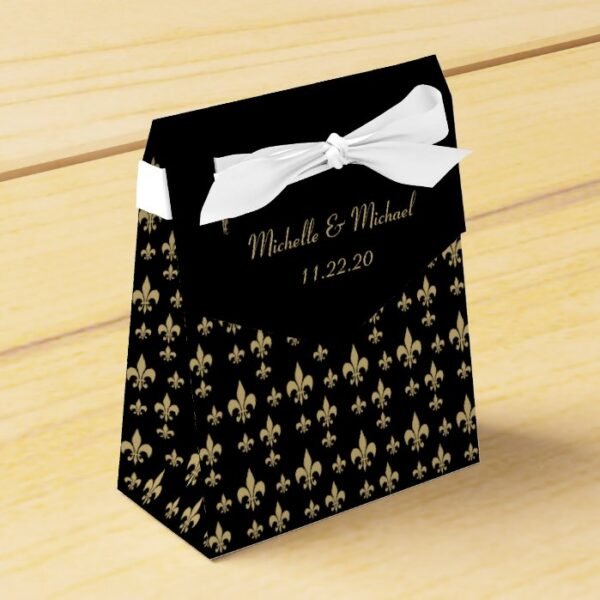 Black Gold Fleur de Lis Favor Box