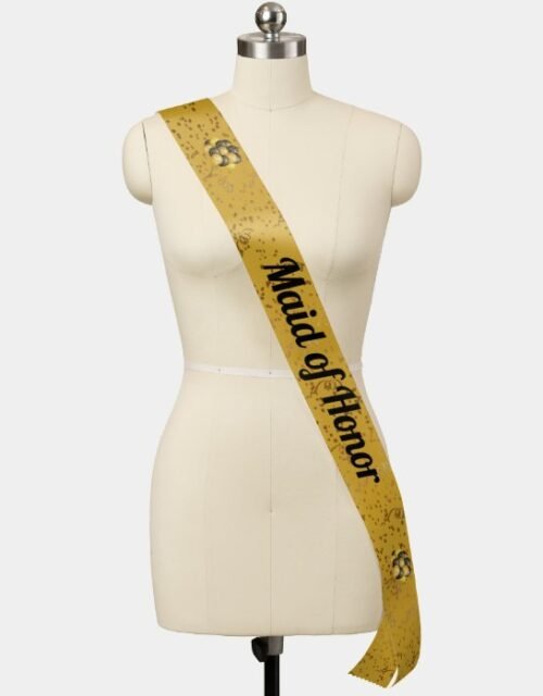 Black Gold Maid of Honor Bachelorette Party Sash