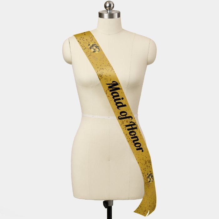 Black Gold Maid of Honor Bachelorette Party Sash