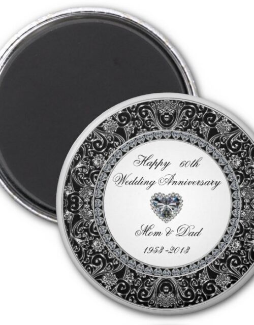 Black Onyx Style Diamond Wedding Anniversary Magnet