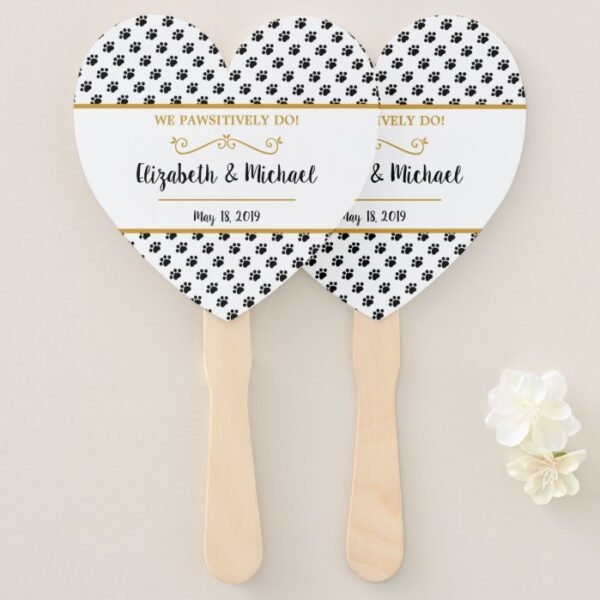 Black Paw Print Wedding Hand Fan