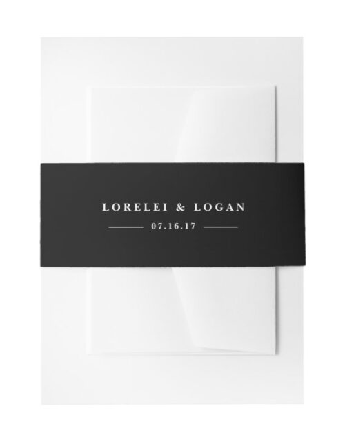 Black Personalized Wedding Invitation Belly Band