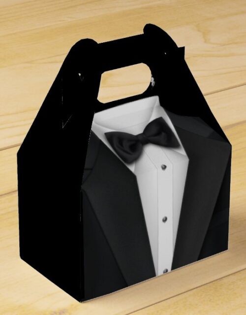 Black Tuxedo and Wedding Dress Favor Box