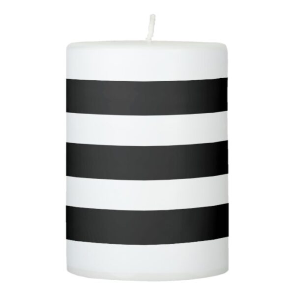 Black & White Stripes Pillar Candle