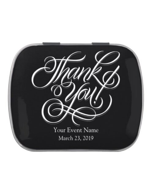 Black & White Thank You Party Favor Wedding Jelly Belly Tin