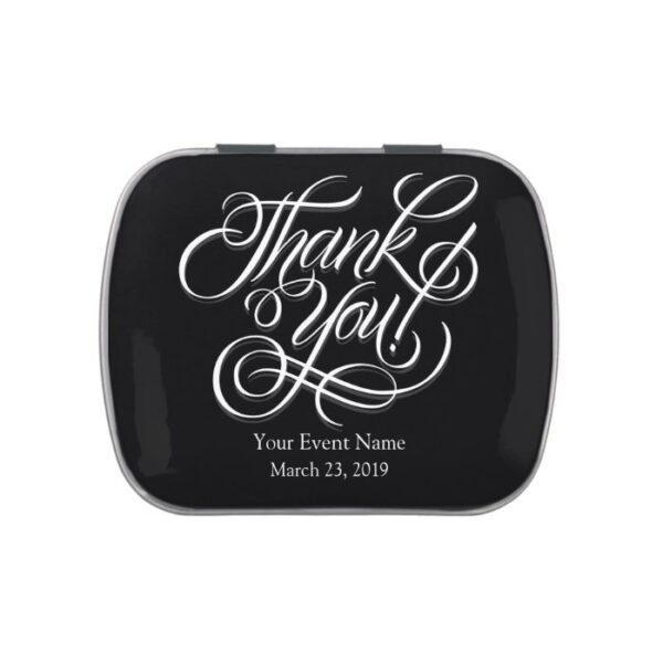 Black & White Thank You Party Favor Wedding Jelly Belly Tin