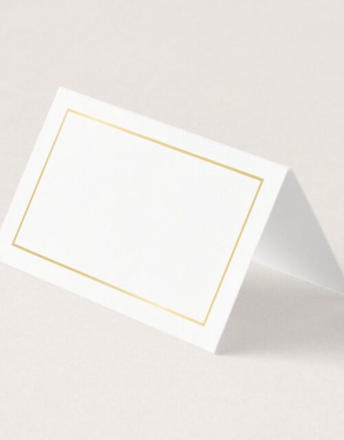 Blank White and Gold Elegant Wedding Place Card