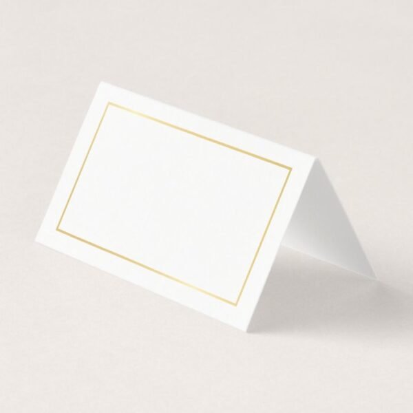 Blank White and Gold Elegant Wedding Place Card