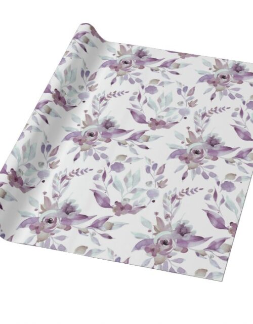 Blooming Amethyst Boho Vintage Chic Floral Wedding Wrapping Paper