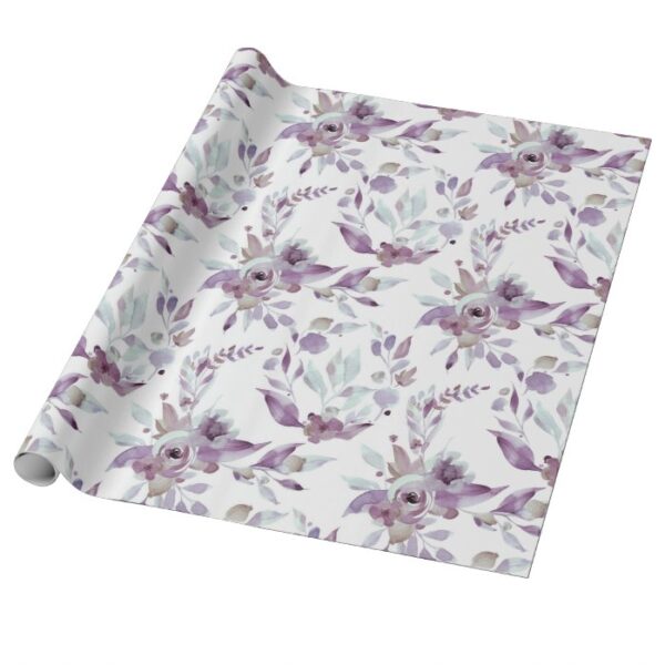 Blooming Amethyst Boho Vintage Chic Floral Wedding Wrapping Paper