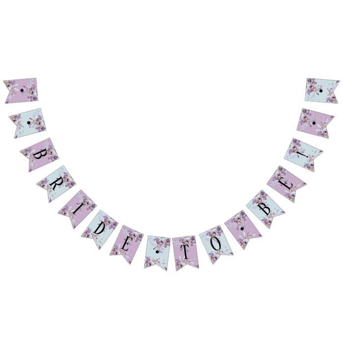 Blooming Amethyst Floral Bouquets Bridal Shower Bunting Flags