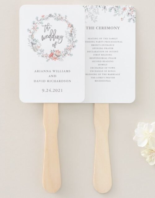 Blue Boho Botanical Wedding Hand Fan