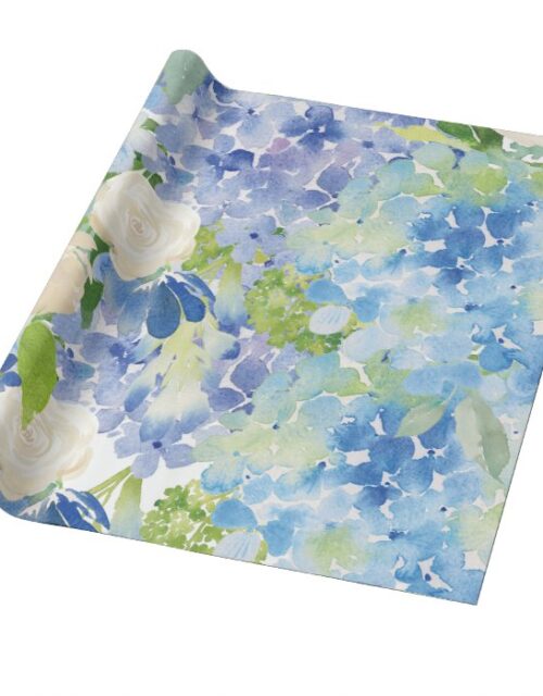 Blue Green Hydrangea Flower Wrapping Paper