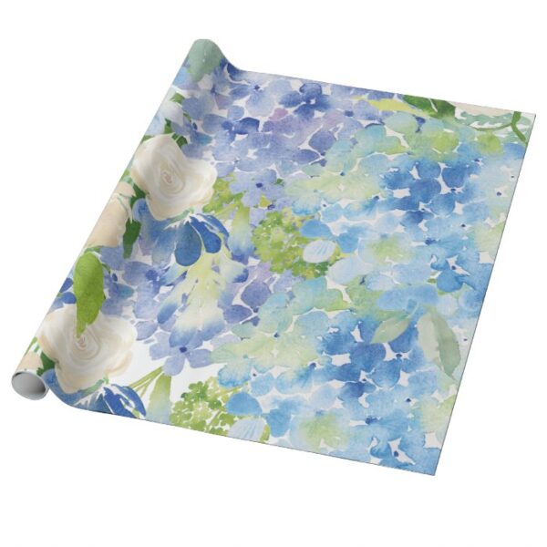 Blue Green Hydrangea Flower Wrapping Paper