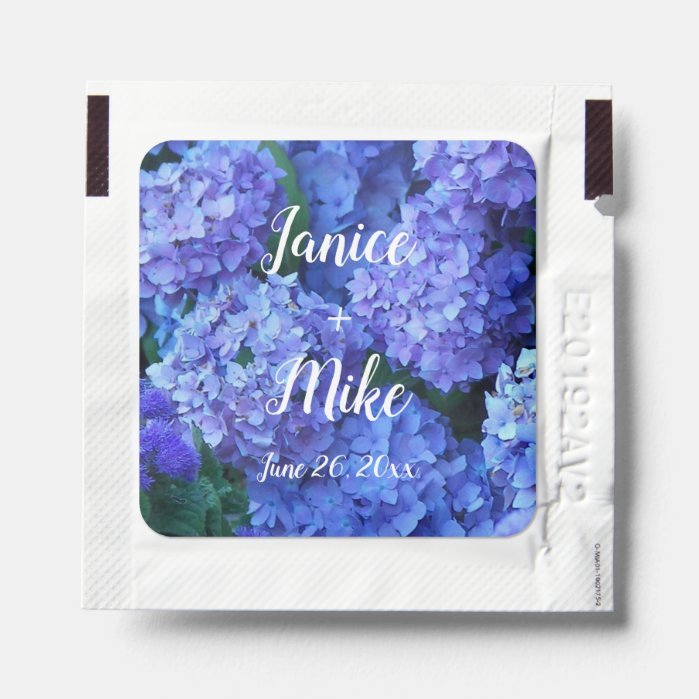Blue Hydrangea Blooms Floral Wedding  Hand Sanitizer Packet