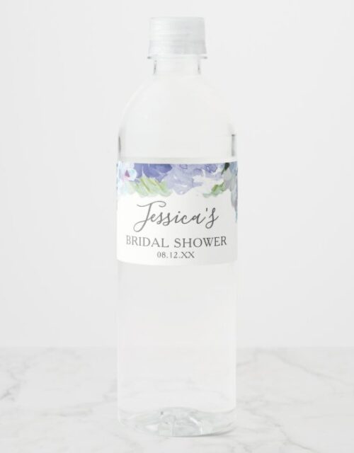 Blue Hydrangea Water Bottle Label