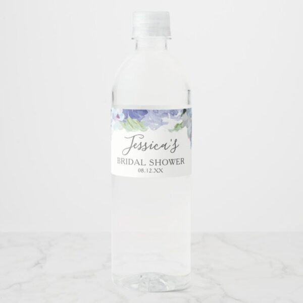 Blue Hydrangea Water Bottle Label