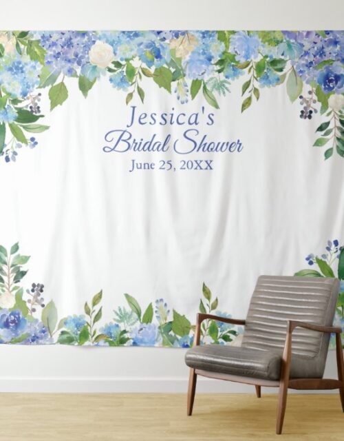 Blue Hydrangeas Bridal Shower Photo Booth Backdrop