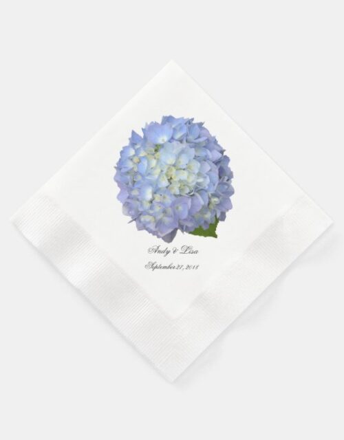 Blue Moon Hydrangea Custom Wedding Paper Napkins