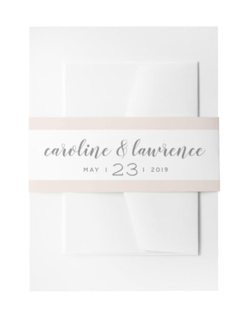 Blush Calligraphy Wedding Band with Date Invitation Belly Band