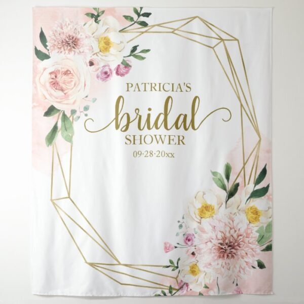 Blush Floral Bridal Shower Backdrop Photo Prop