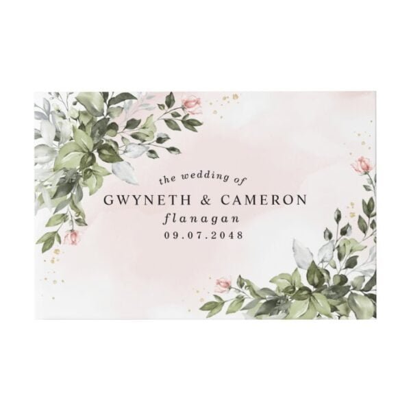 Blush Gold Greenery Succulent Dusty Blue Wedding Guest Book