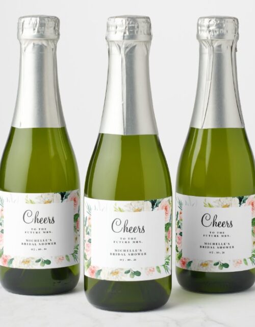 Blush Mini Champagne Label, Bridal Shower Champagne Label