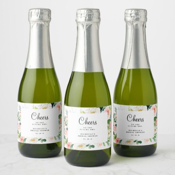 Blush Mini Champagne Label, Bridal Shower Champagne Label