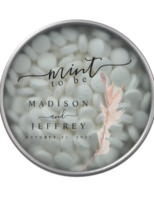 Blush Pampas Grass Minimalist Wedding Mint Candy Tin