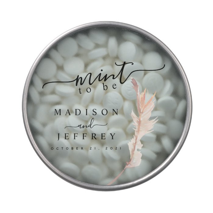 Blush Pampas Grass Minimalist Wedding Mint Candy Tin