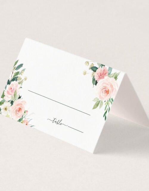 Blush Pink Bloom Wedding Place Card