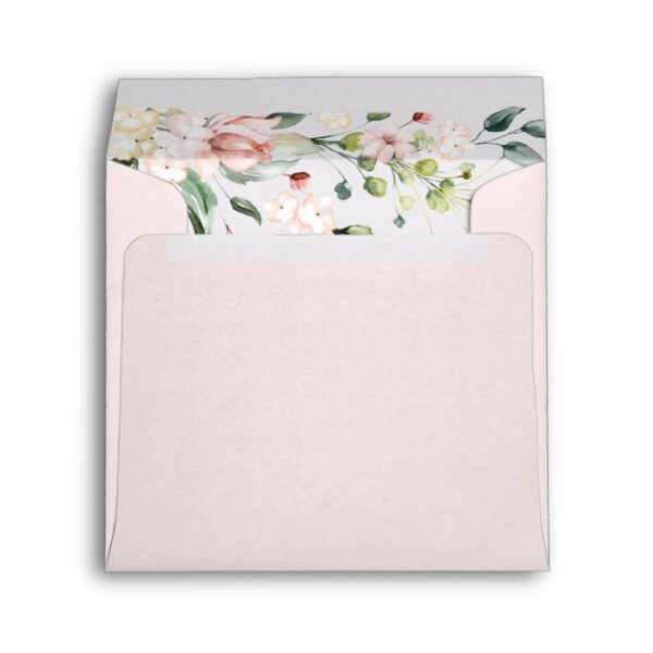 Blush Pink Floral Watercolor Square Envelope