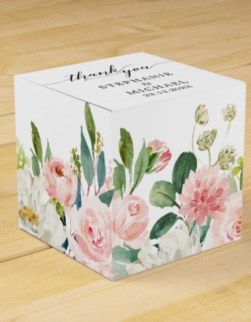 Blush Pink Florals Modern Botanical Wedding Favor Box