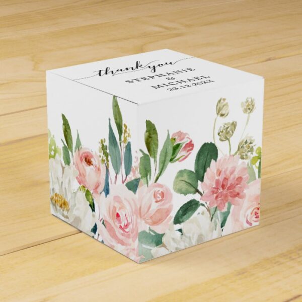 Blush Pink Florals Modern Botanical Wedding Favor Box