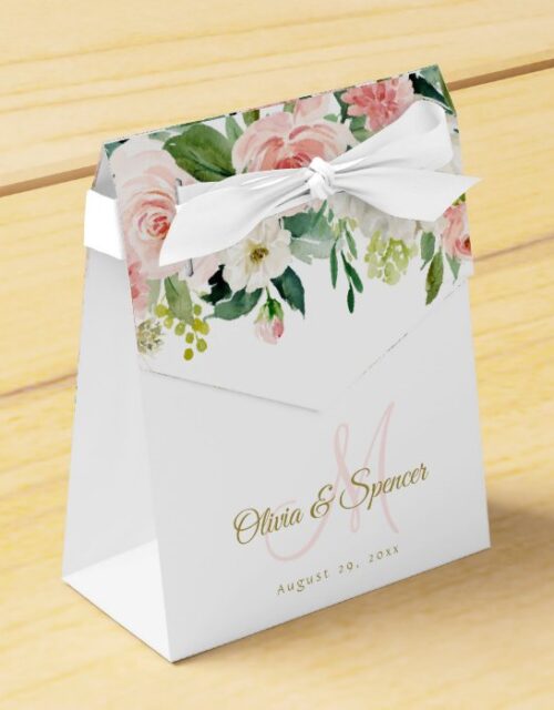 Blush Pink Gold Floral Wedding Elegant Favor Box