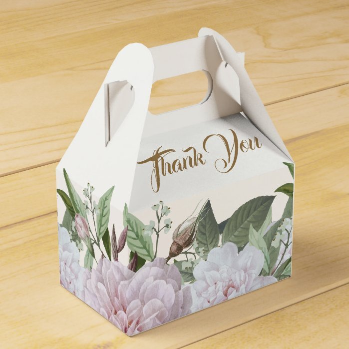 Blush Pink Gold Floral Wedding Favor Box