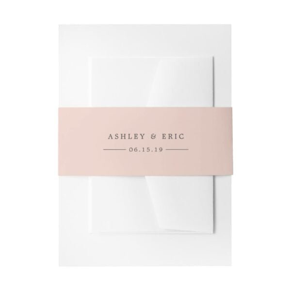 Blush Pink Personalized Wedding Invitation Belly Band