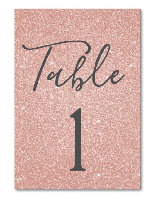 Blush Pink - Rose Gold Sparkle Table Number